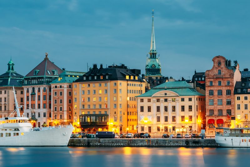 Embankment In Old Part Of Stockholm At Summer Evening, Sweden